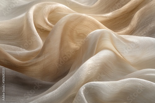 Silky Beige Fabric Draped Gracefully on a Surface With Smooth Folds
