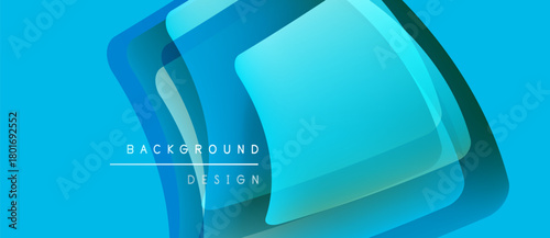 Abstract blue layers create dynamic visual effect. Gradient shades suggest depth, modern design elements present. Simple text overlay adds context.