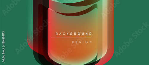 Abstract design features layered shapes, warm colors, text reading background design. Gradient hues create depth, modern aesthetic.