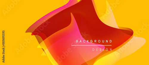Abstract vibrant design. Red, orange hues blend over yellow backdrop. Modern graphic element, smooth curves create dynamic composition.