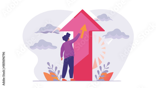 Stylized illustration of an artist painting a large abstract mural on a wall showcasing creativity and artistic expression with vibrant colors and bold lines