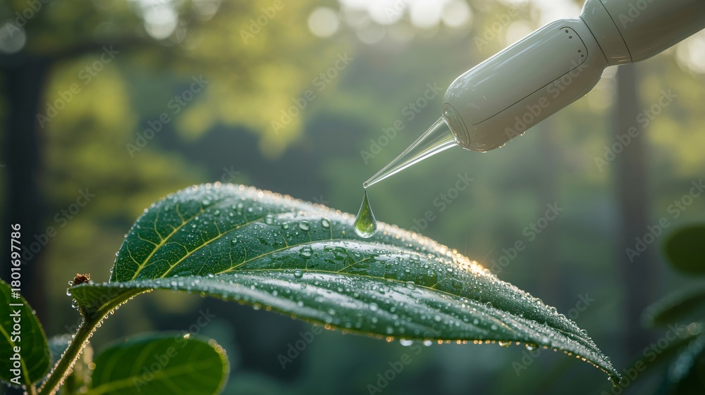 Naklejka premium Hyperrealistic Macro Photograph of a Plant Leaf Detailed Texture