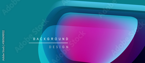 Abstract vibrant layers create dynamic visual effect. Gradient colors blend, forming modern background design. Text reads background design.