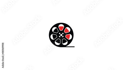Film reel icon simple flat design element for movie and video production isolated on white background