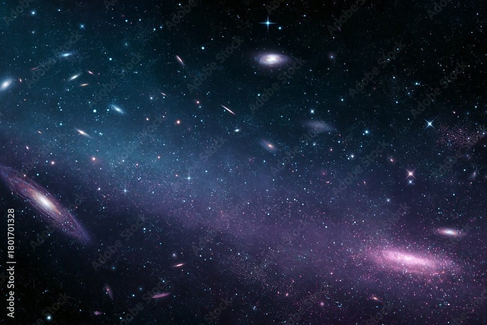 Fototapeta premium Vast Galaxy Filled With Stars and Distant Galaxies in the Night Sky