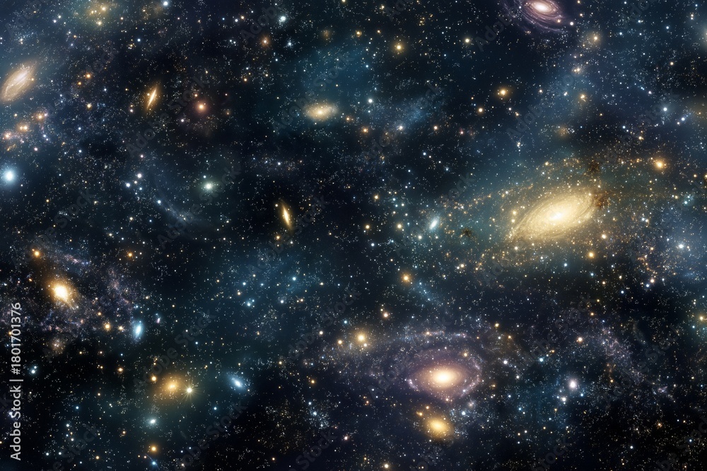 Fototapeta premium Vast Galaxy Filled With Stars and Distant Galaxies in the Night Sky