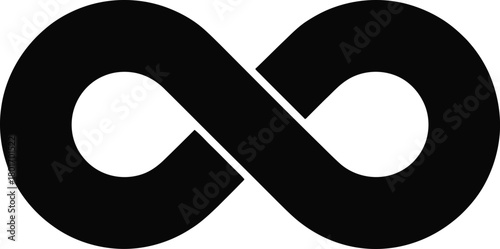 Infinity symbol vector graphic, representing endlessness, eternity, limitless possibilities, and continuous cycle, isolated on a clean white background.