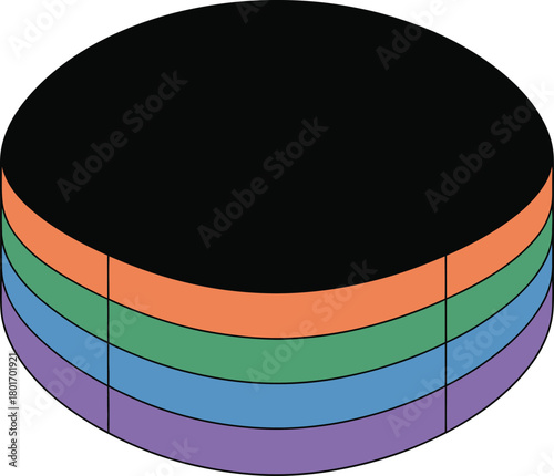 Multilayered Cylindrical Data Visualization – Color-Coded Hierarchy Infographic