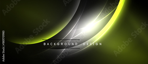 Abstract design features flowing lines, bright yellow highlights, dark background. Modern aesthetic, dynamic composition, sleek presentation.