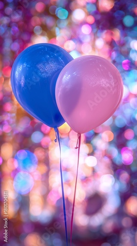 Colorful Balloons Celebrate a Special Moment With Festive Background Lights