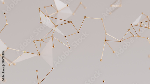 Minimal geometric network of triangles and dots on white background, elegant tech backdrop for presentations, medical research, global communication themes. Plexus 3d rendering.