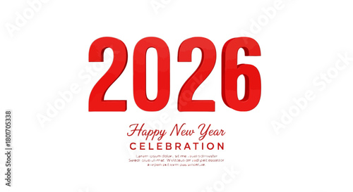 Vibrant red 2026 numbers celebrate the upcoming New Year with festive anticipation and a modern edge, perfect for holiday promotions and greetings