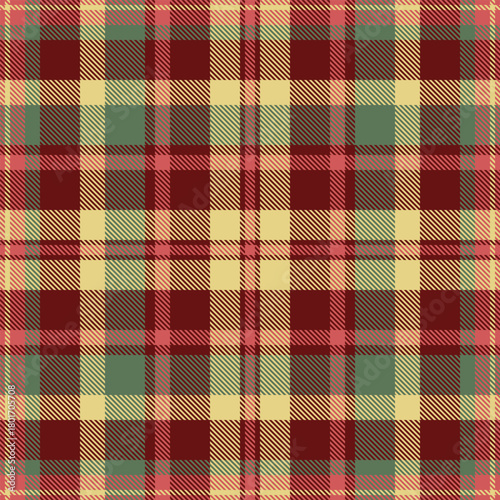 Wallpaper Mural Warm, textured plaid pattern featuring burgundy, green, and gold hues. Ideal for backgrounds, fabrics, or festive designs with a cozy, classic feel. Torontodigital.ca