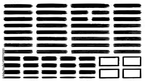 Hand Drawn Brush Strokes Set – Grunge Marker Lines and Highlight Elements