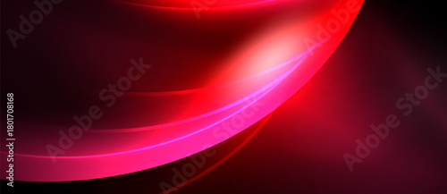 Abstract red curves, flowing shapes, dark background. Smooth gradients create dynamic visual effect. Modern design element.
