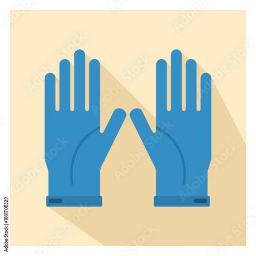 Blue medical gloves for protection safety Healthcare equipment Flat vector illustration on tan