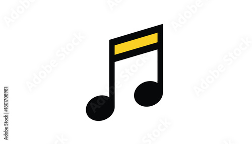 Single music note icon simple flat illustration isolated on white background for music apps and websites