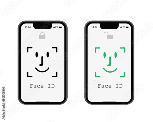 Verification ID is an illustration of Verification ID using system of face recognition and personal ID. The concept is take a photo by holding their own ID to get verified. Vector illustration.
