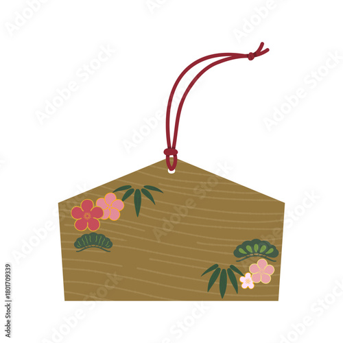 松竹梅柄の無地の絵馬のイラスト