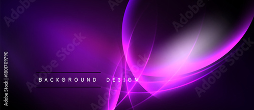 Abstract purple design. Flowing lines create dynamic visual effect. Dark background emphasizes bright curves, modern aesthetic.