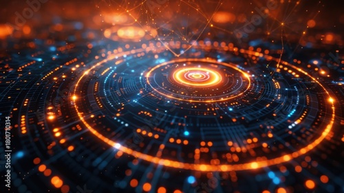 Wallpaper Mural modern clean tech circuit rings and dots in white Torontodigital.ca