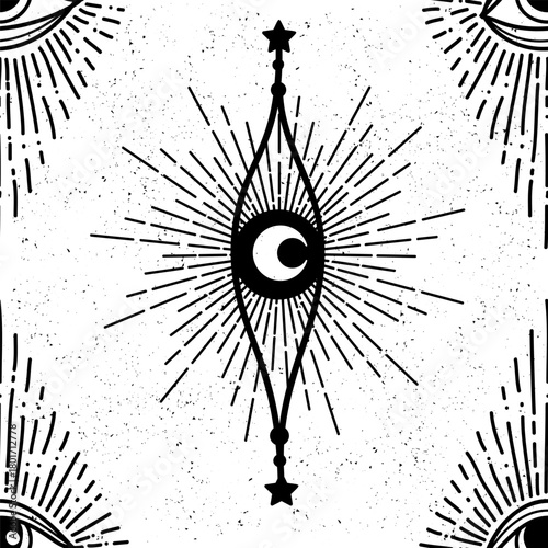 Evil eye set. Eye of Providence. Lineart Vector illustration. Magic celestial witchcraft symbol. Masonic symbol. Hand drawn logo