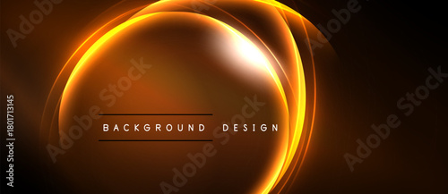 Abstract orange glow, curved lines create circular shape. Dark background emphasizes bright central design element. Modern aesthetic.