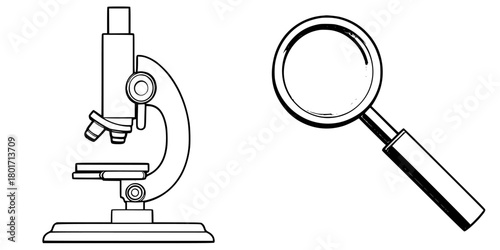 Observant Eye: Telescope Microscope | Clean, isolated vector art for creative projects.