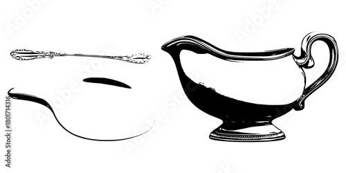 Vintage Elegance: Classic Creamer Gravy Set | Clean, isolated vector art for creative projects.