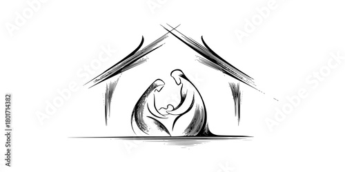 Silhouette Family Prayer | Clean, isolated vector art for creative projects.