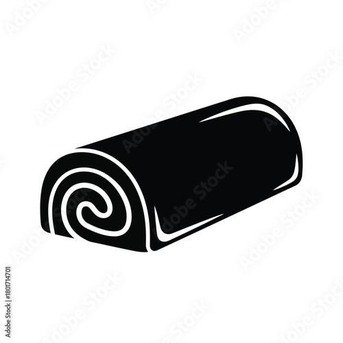 Black rolled towel icon with white outline bath towel