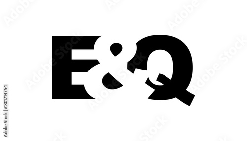 EQ logo design in bold style. Black white identity symbol. Modern typography emblem. Corporate branding icon.