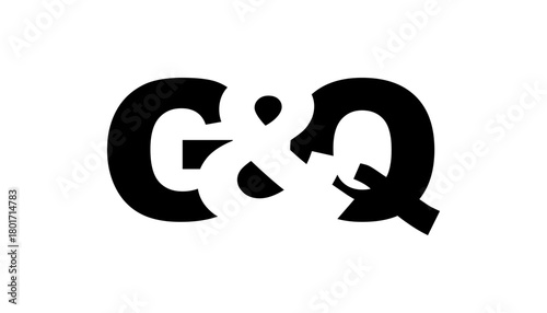 GQ logo design in bold style. Black white identity symbol. Modern typography emblem. Corporate branding icon.