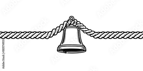 Echoes Silence: Bell's Journey Across Rope | Clean, isolated vector art for creative projects.