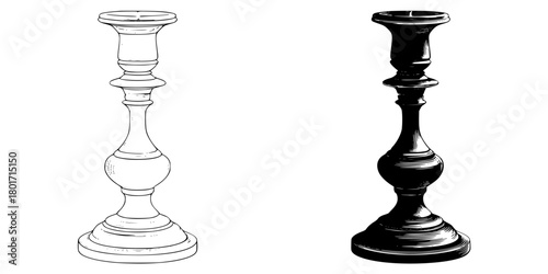 Elegant Contrast: Black White Elevation Candle Sticks Genes | Clean, isolated vector art for creative projects.