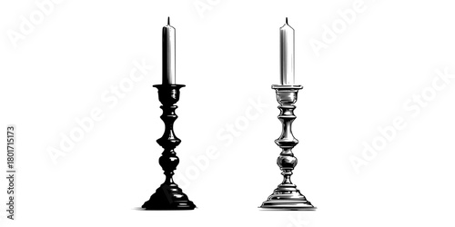 Elegant Vintage Candle Collection: Classic Designs Styles Timeless Decor | Clean, isolated vector art for creative projects.