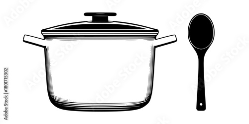 Classic Culinary Symbol - Pot Spoon | Clean, isolated vector art for creative projects.