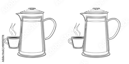 Black White Coffee Pot Illustration | Clean, isolated vector art for creative projects.