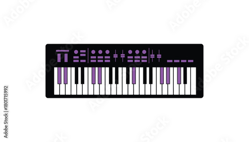Synthesizer keyboard illustration flat design musical instrument perfect for music production software and graphic design projects