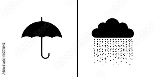 Umbrellas rain: visual story protection companionship | Clean, isolated vector art for creative projects.