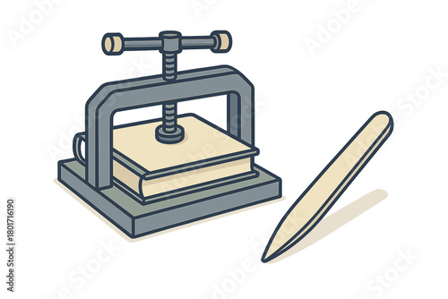 Bookbinding Press and Bone Folder Tool for Crafting