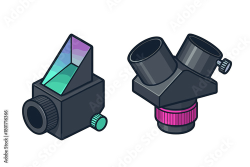 Isometric set of astronomical telescope diagonal mirror and binocular eyepiece