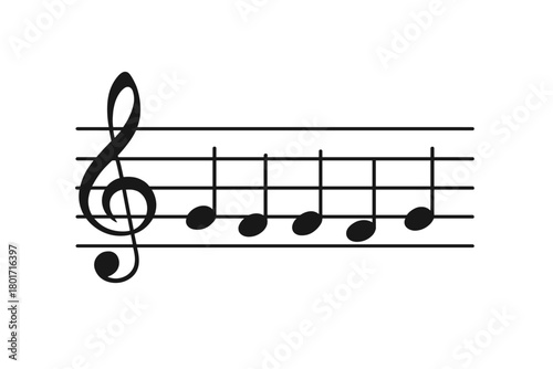 Treble clef and musical notes ascending on a staff