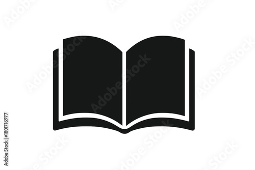 Minimalist open book silhouette icon for reading and education concepts