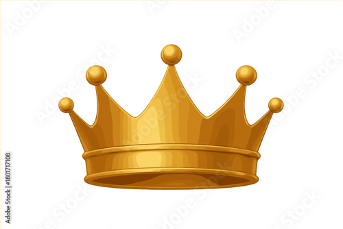 Golden royal crown with five points and decorative orbs