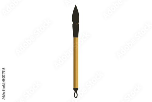 Traditional Chinese calligraphy brush with pointed black bristles and wooden handle