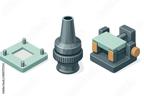 Isometric set of machining and manufacturing tool holders and fixtures