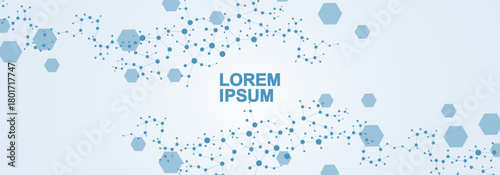 Health care abstract background with lines, dots and hexagons. Medical innovation banner template concept. illustration.