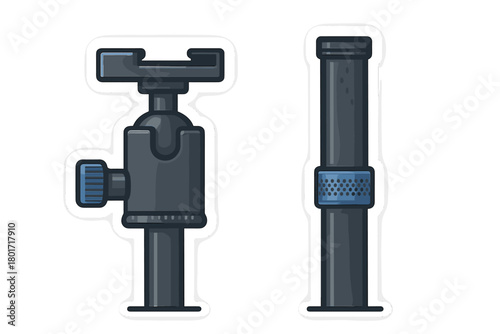 Ball head mount and stand pole segment for camera and microphone recording equipment