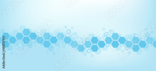 Molecular structure and genetic engineering, atom, neural network, neurons, DNA molecule. Scientific research concept for healthcare, medical, technology, chemistry, science template presentation